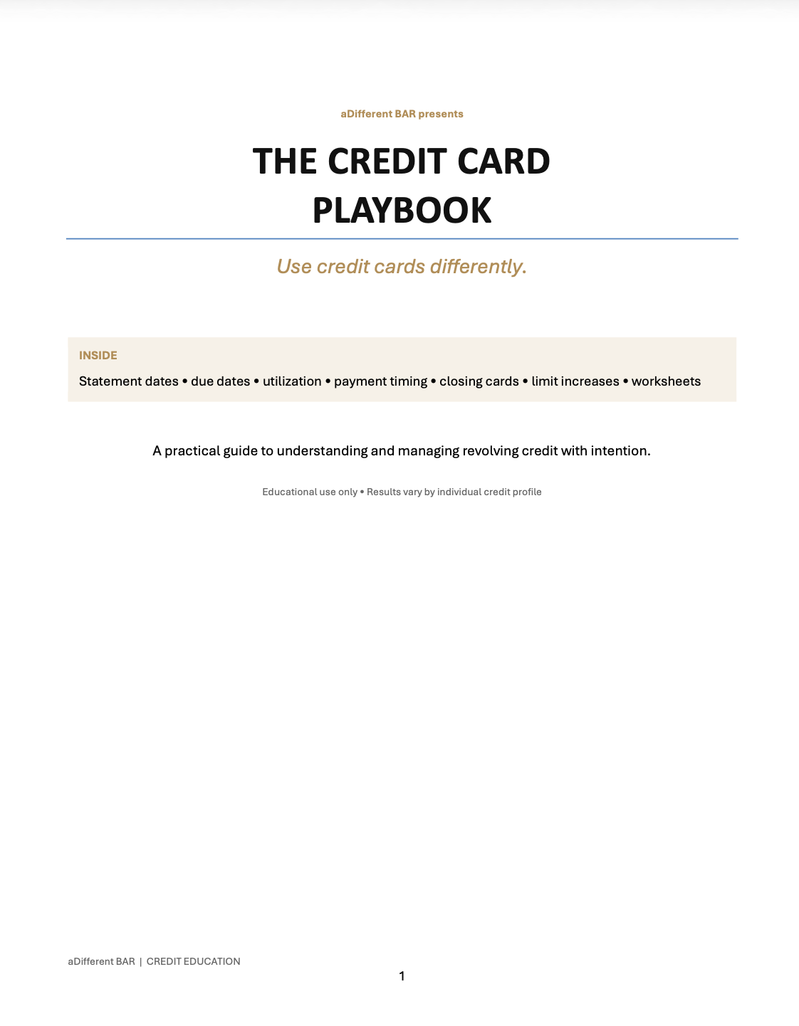 The Credit Card Playbook
